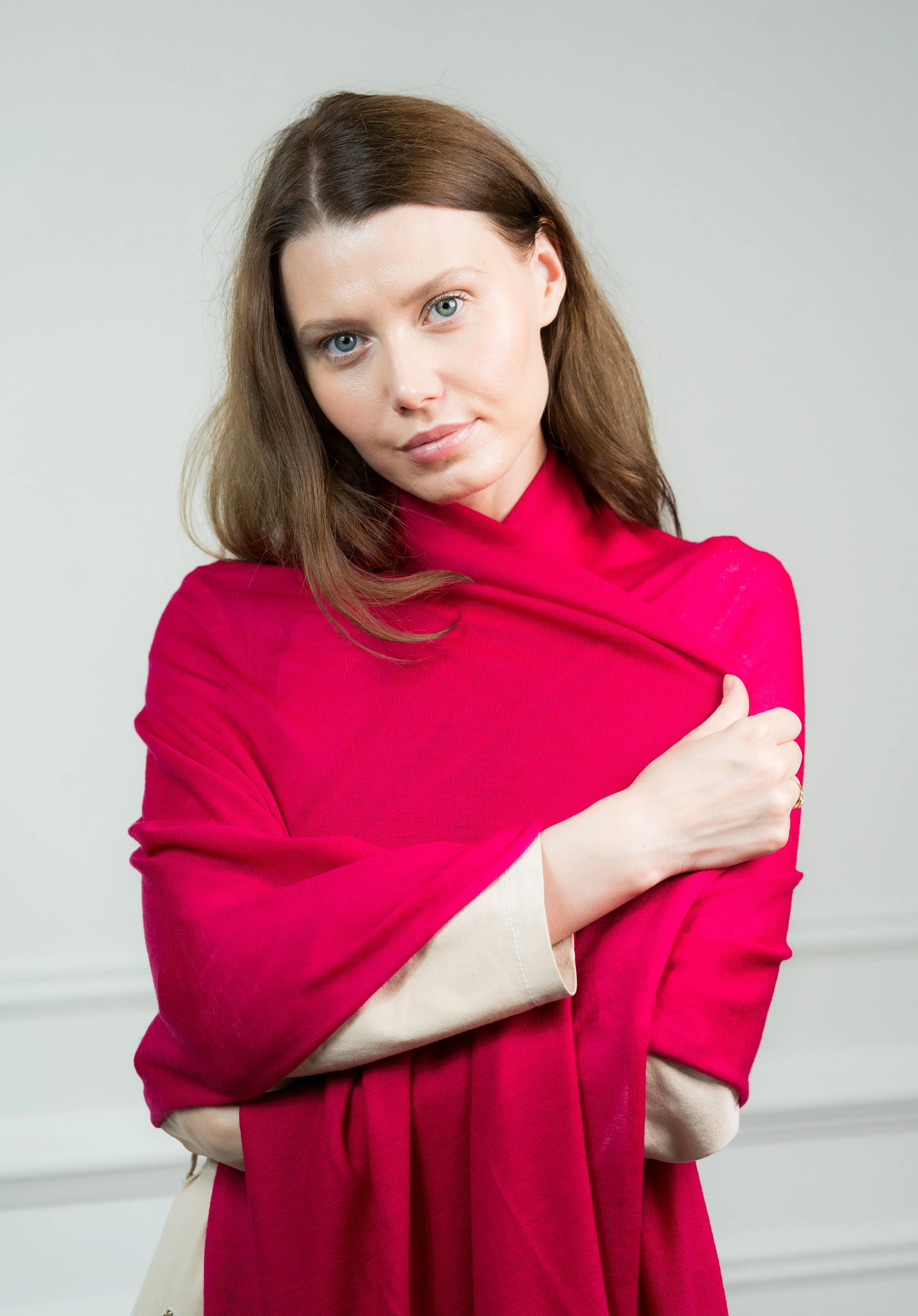 Red Fine Knitted Cashmere Wrap