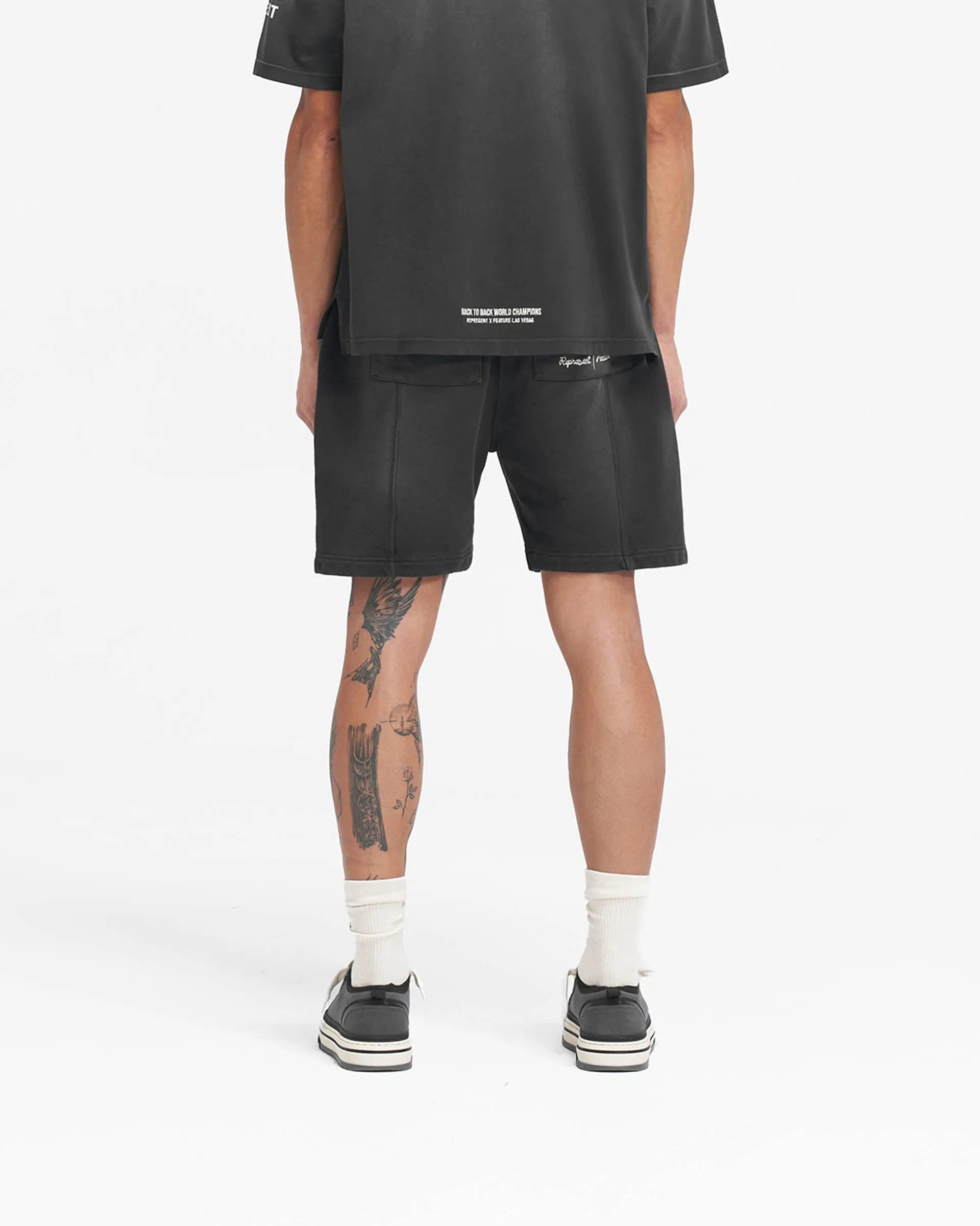 Represent X Feature Sweat Shorts - Stained Black