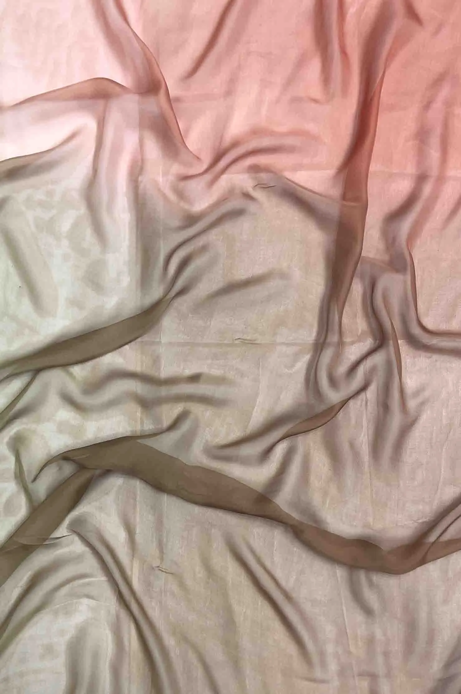 Rust/Lion/Military Green/Peach Puree Ombre Silk Chiffon 4D-1040 Fabric