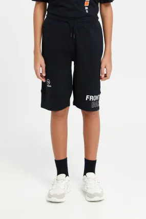 Senior Boys Black Printed Active Short