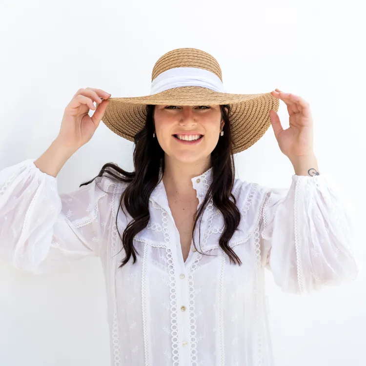 Sundaise Gemma Wide Brim - White Plait