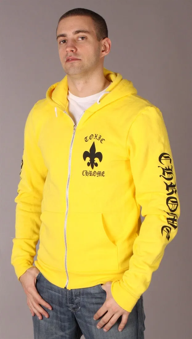 Toxic Chrome Pot Leaf Hoodie Unisex Yellow