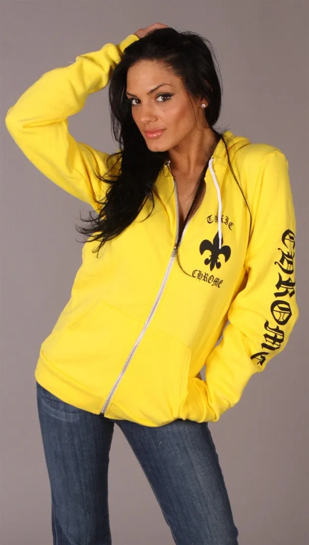 Toxic Chrome Pot Leaf Hoodie Unisex Yellow