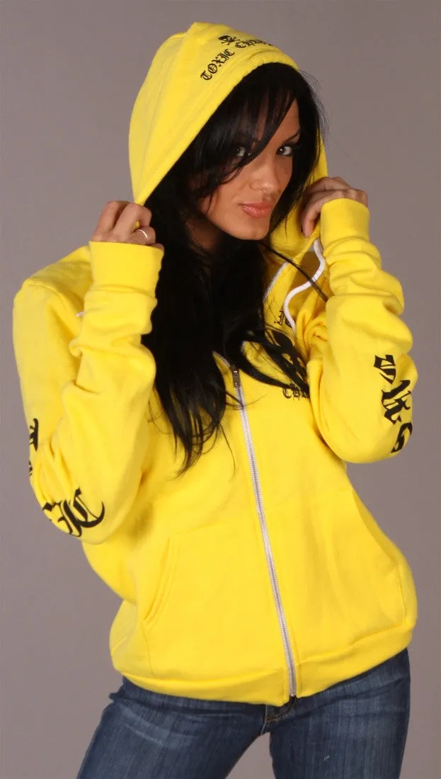 Toxic Chrome Pot Leaf Hoodie Unisex Yellow