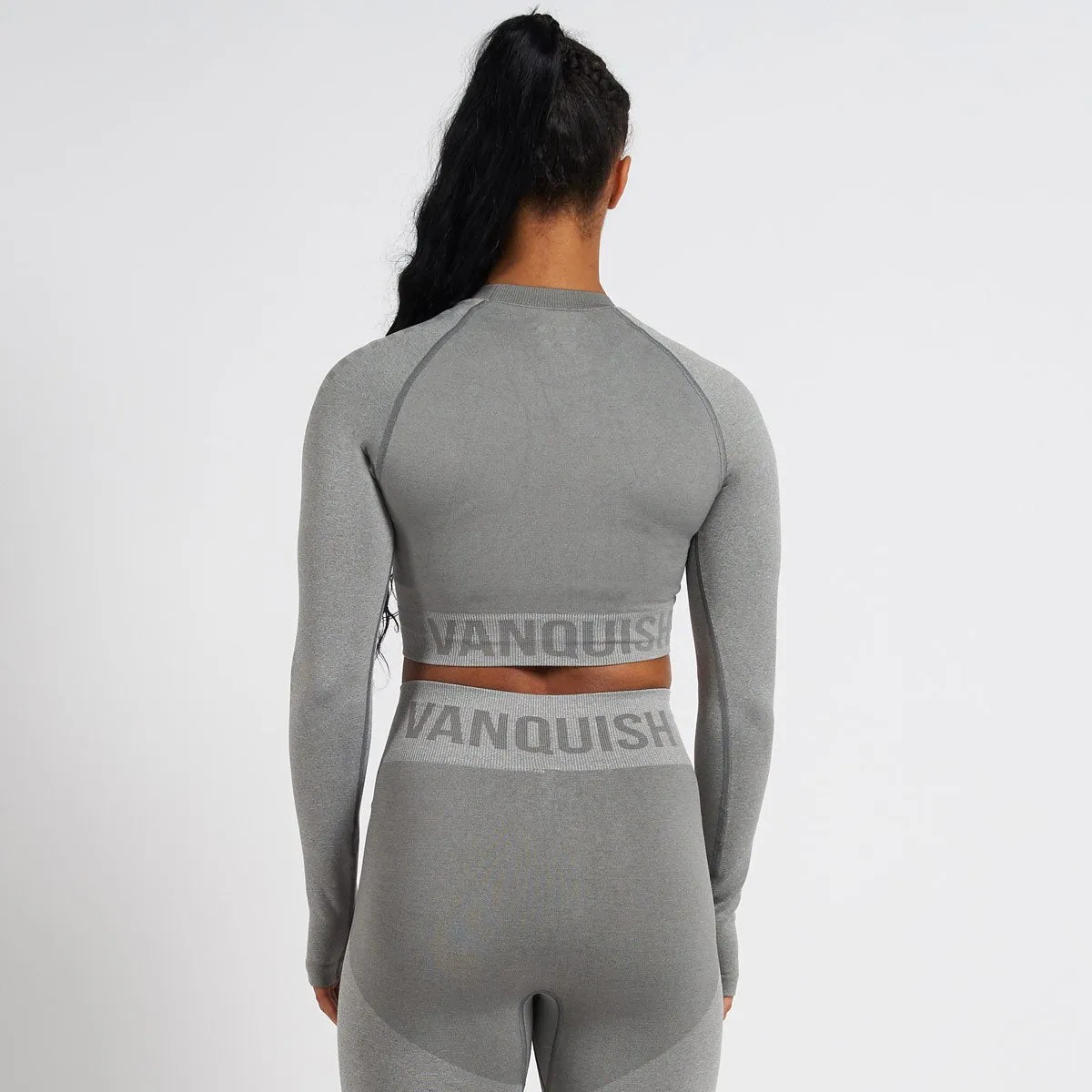 Vanquish Allure Women's Grey Seamless Long Sleeve Crop Top