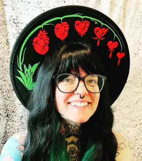 Vegan Felt Hat - Bleeding Hearts Floral