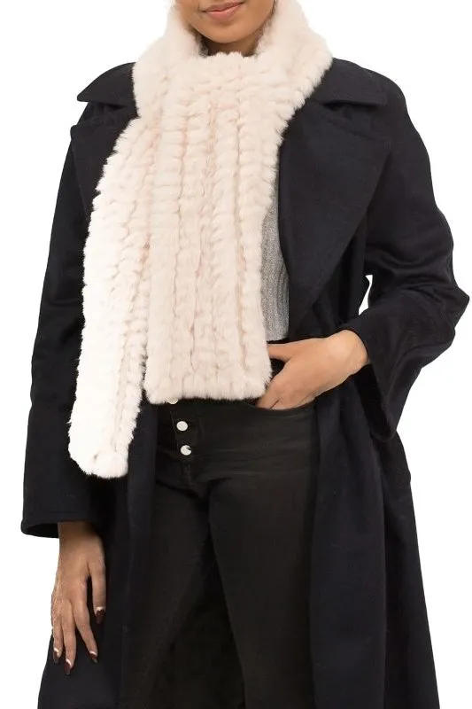 VICTORIA - Knitted Cashmere Blend Wrap with Ruffles and Faux Fur